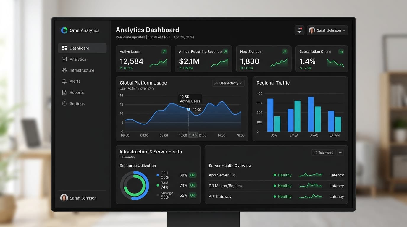 OmniAnalytics Real-Time Monitoring and Analytics Workspace UI